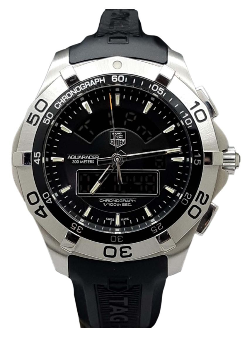 Rel gio Tag Heuer Aquaracer Black Dial Quartzo Prateado