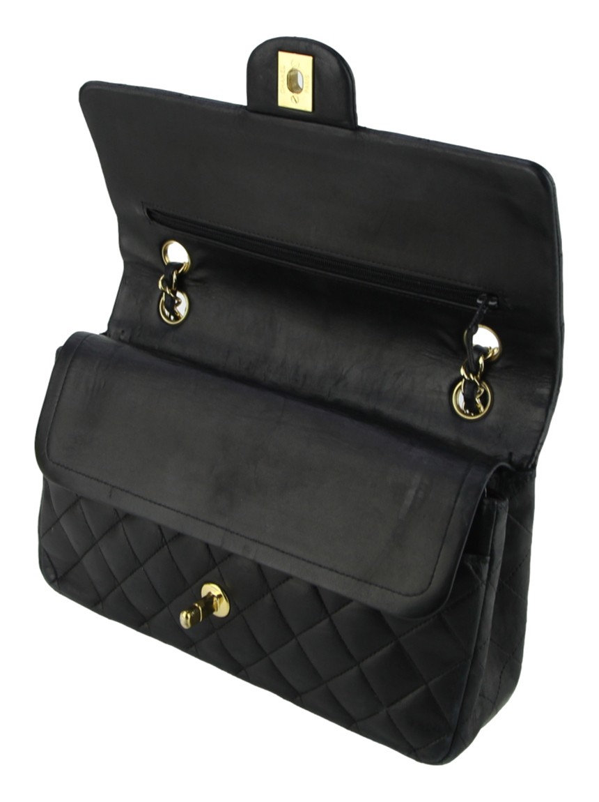 Bolsa Chanel Quilted Medium Double Flap Preto Original Etiqueta Nica