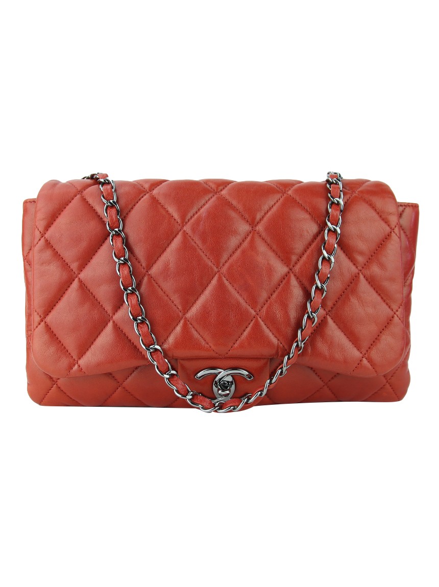 Bolsa Chanel 3 Accordion Flap Laranja - NDZ4 Original | Etiqueta Única