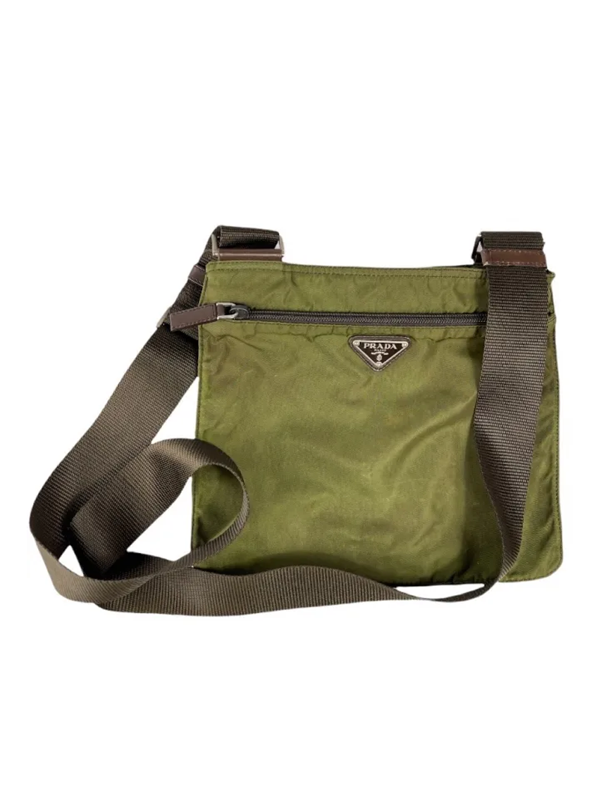 Bolsa Tiracolo Prada Vela Crossbody Nylon Verde Original AGRZ735