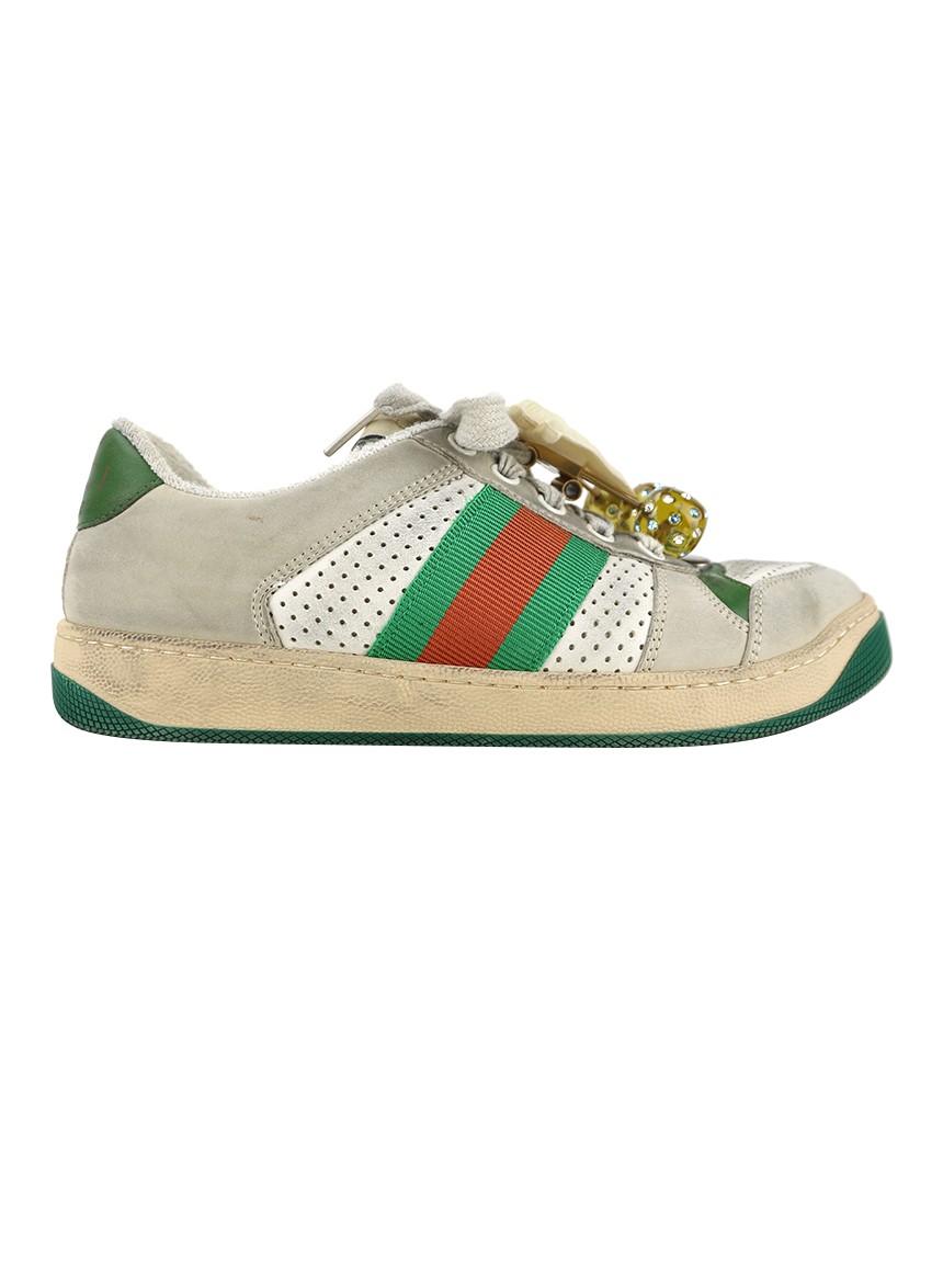 ✨超破格‼️✨GUCCI エスパドリーユ グリーン/レッド‼️✨ Tênis Gucci Cherry-Embellished Screener - XT37 Original | Etiqueta