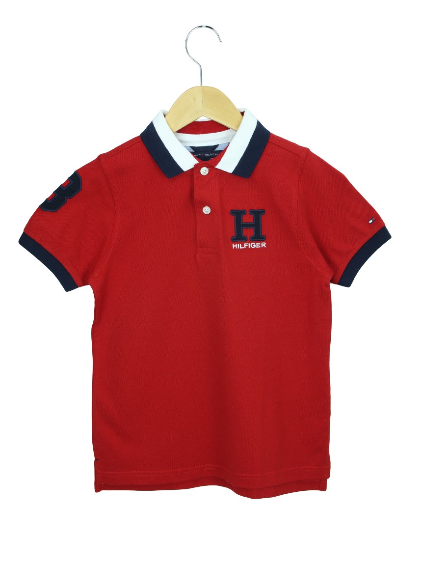 Blusa Tommy Hilfiger Polo Vermelha Infantil AAB62 Original