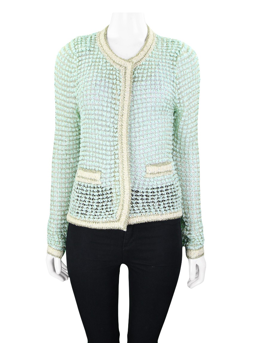 【carol】 Casaco Carol Bassi Tricot Metalizado Verde - GCM46 Original