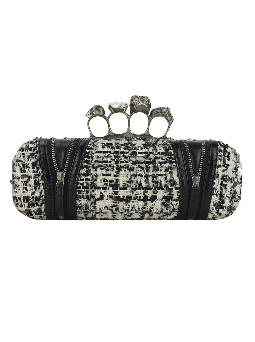 Clutch Alexander McQueen Tweed Zipper Knuckle Duster Bicolor - PI5