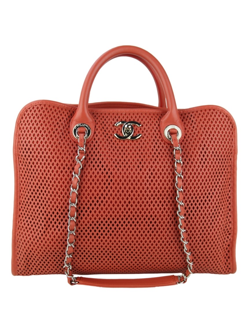 Bolsa Chanel Perforated Up in the Air Tote Laranja AER73