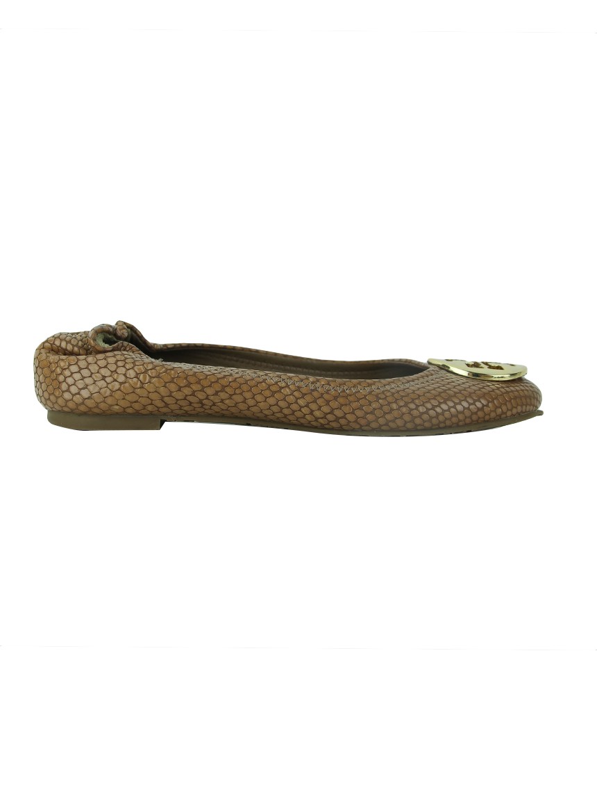 Sapatilha Tory Burch Reva Signature Snake Skin Marrom Original - OQI3 |  Etiqueta Única