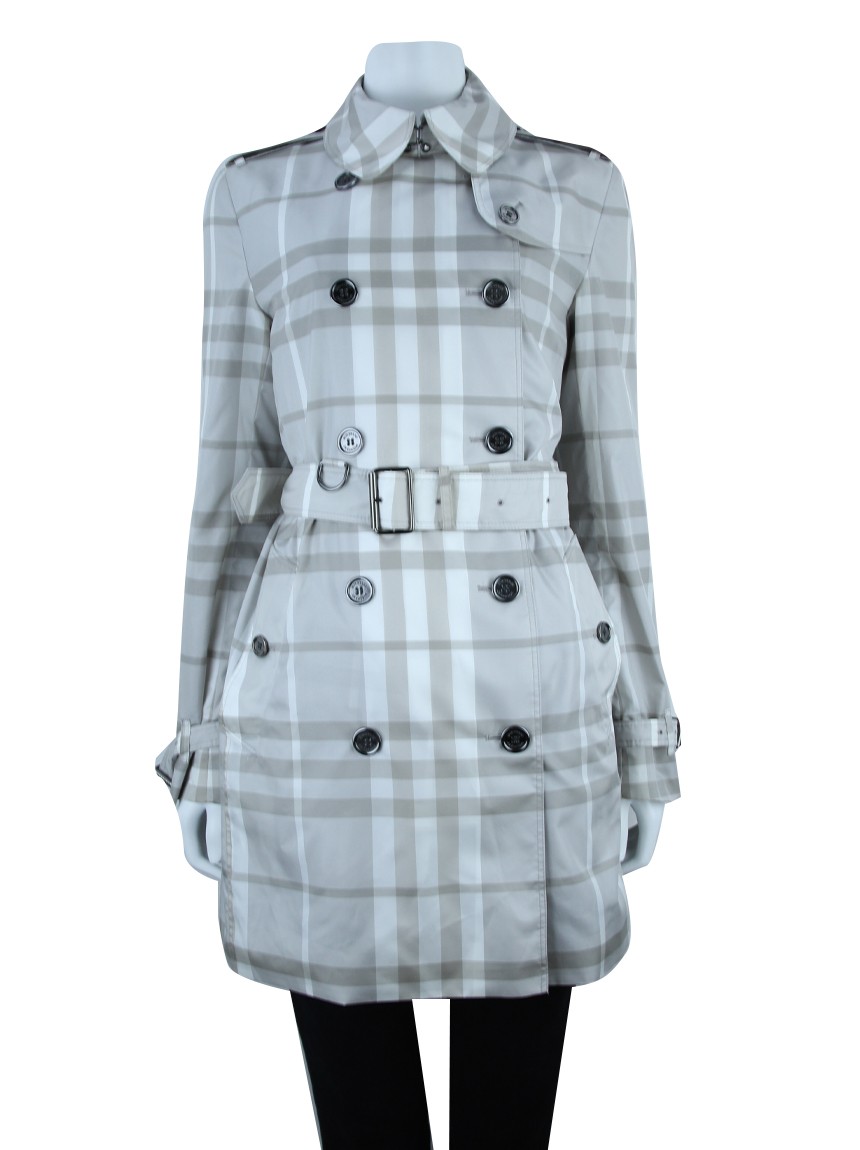 Trench Coat Burberry Brit Xadrez Cinza - GWF137 Original