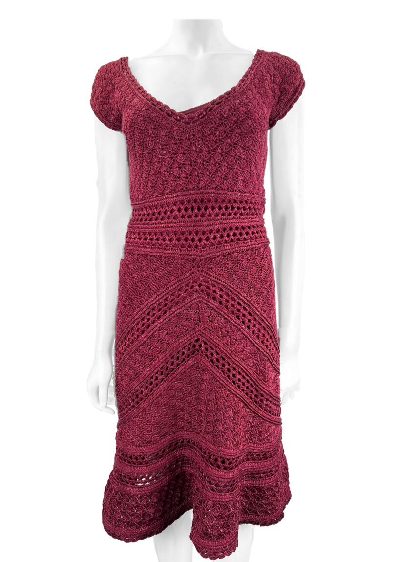 Vestido Vanessa Montoro Tricot Vinho NNL5 Original Etiqueta Única