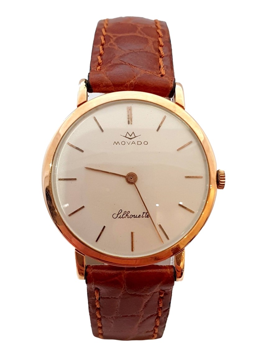 Relógio Movado Silhouette Ouro Rose Corda Vintage REL192