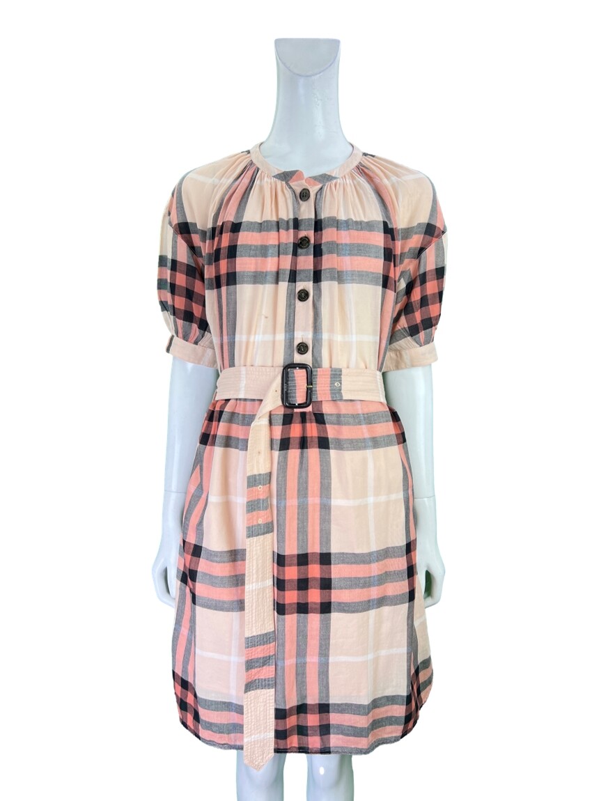 Vestido Burberry Check Rosa Original Etiqueta Unica