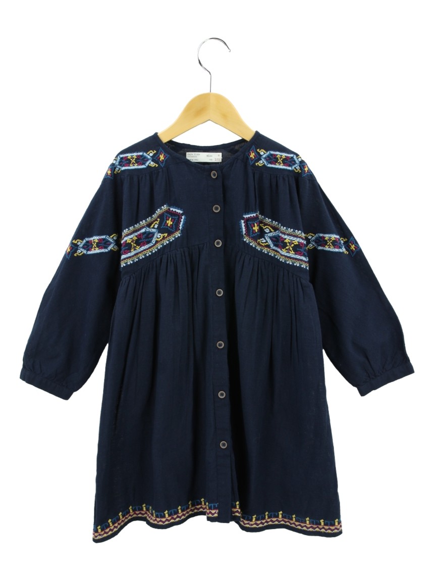 Vestido Zara Kids Bordado Azul Marinho Infantil - RLF40 Original | Etiqueta  nica