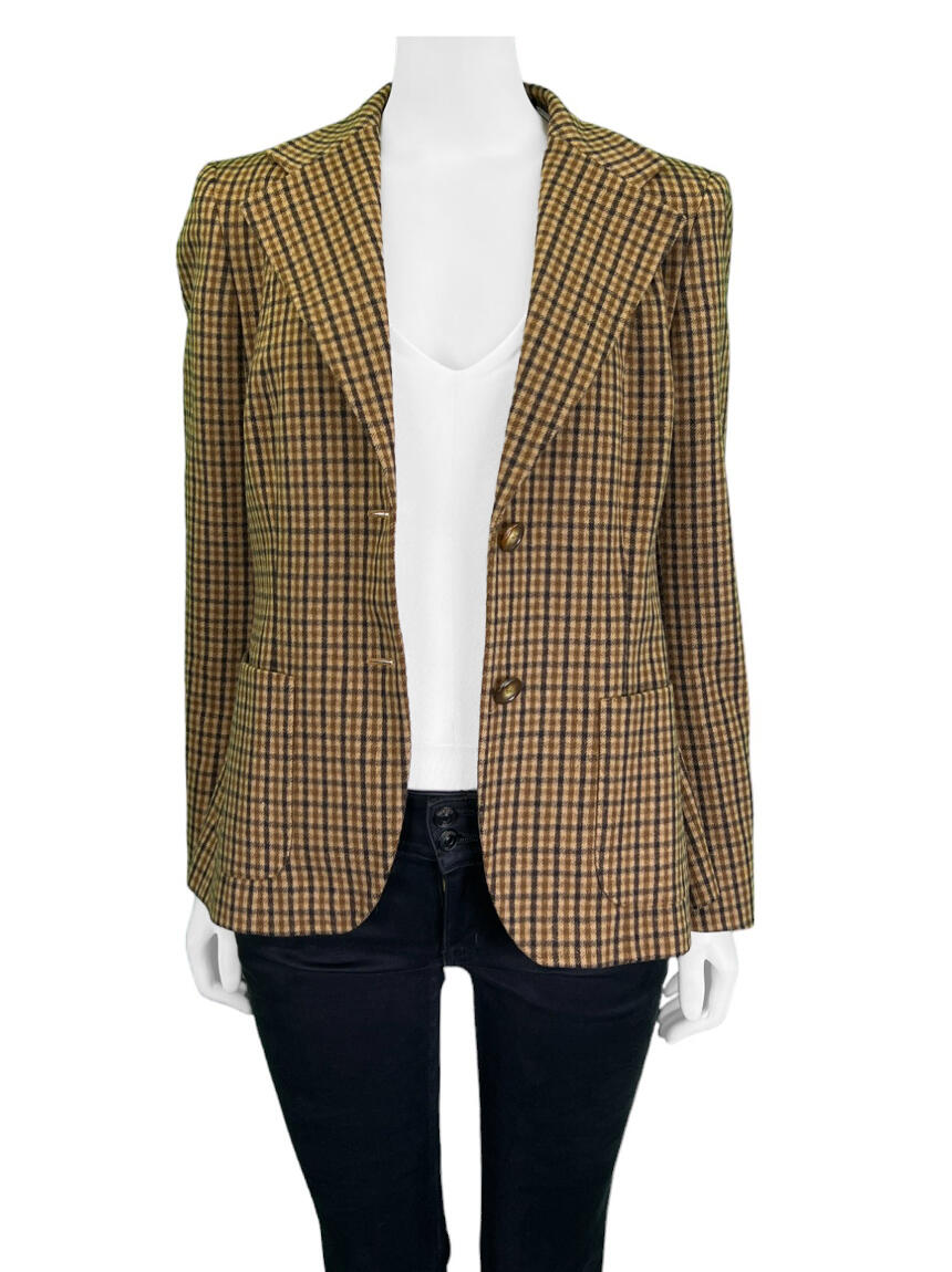 Blazer Max Mara Xadrez Marrom - DTB53 Original | Etiqueta Única