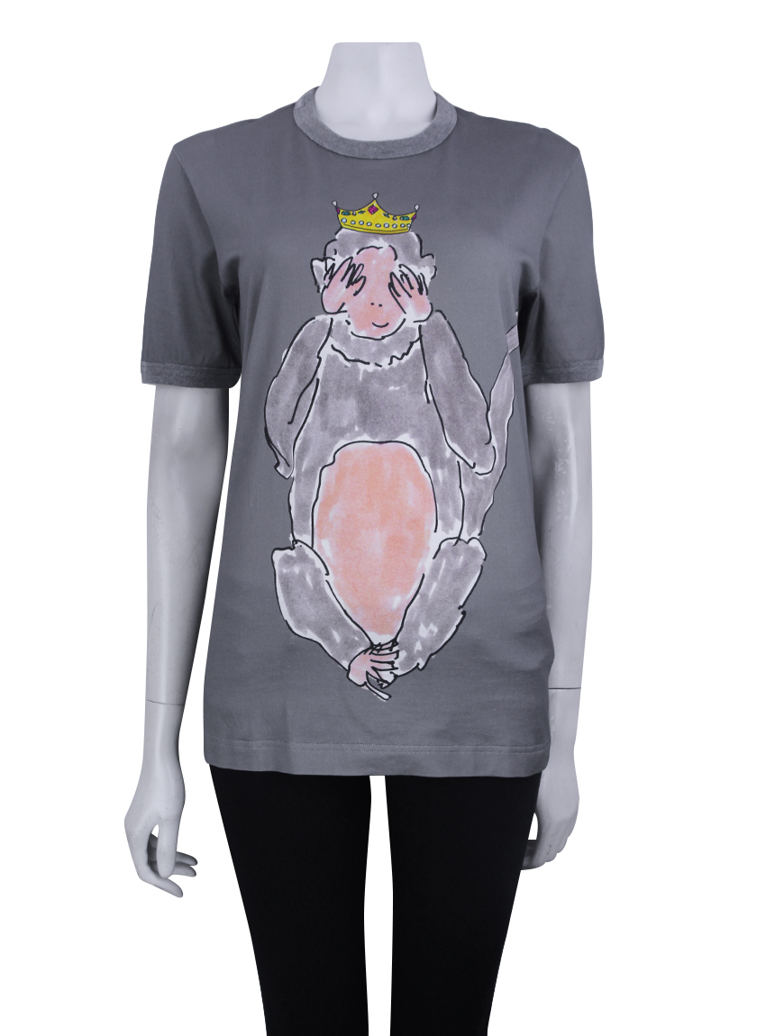 Blusa Dolce & Gabbana Monkey Cinza Original - GWF88 | Etiqueta Única