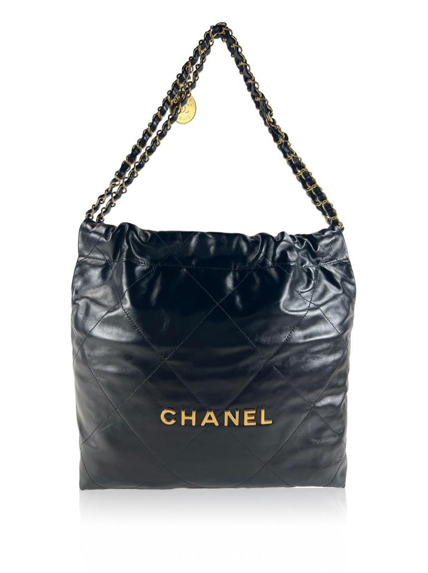 chanel chanel 22 shiny preta gold