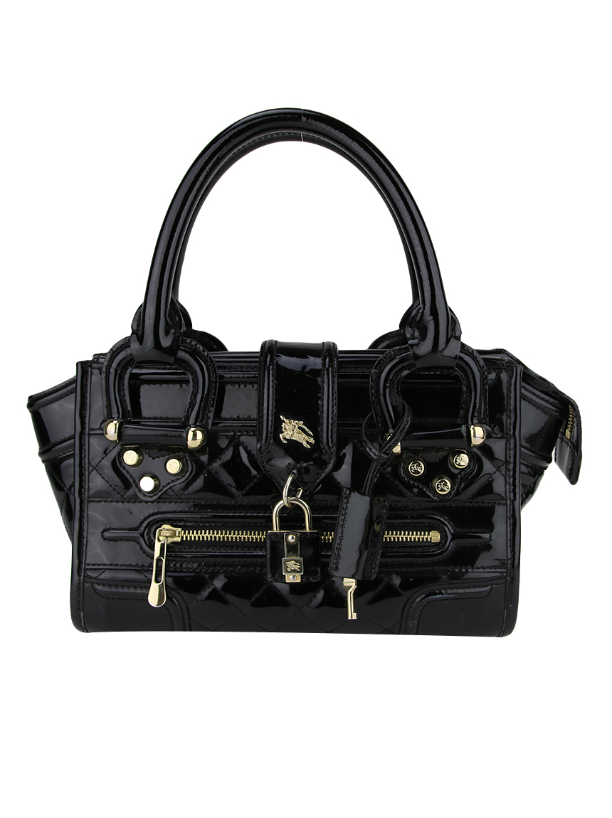 Bolsa Burberry Manor Verniz Preta - HCP1 Original | Etiqueta Única