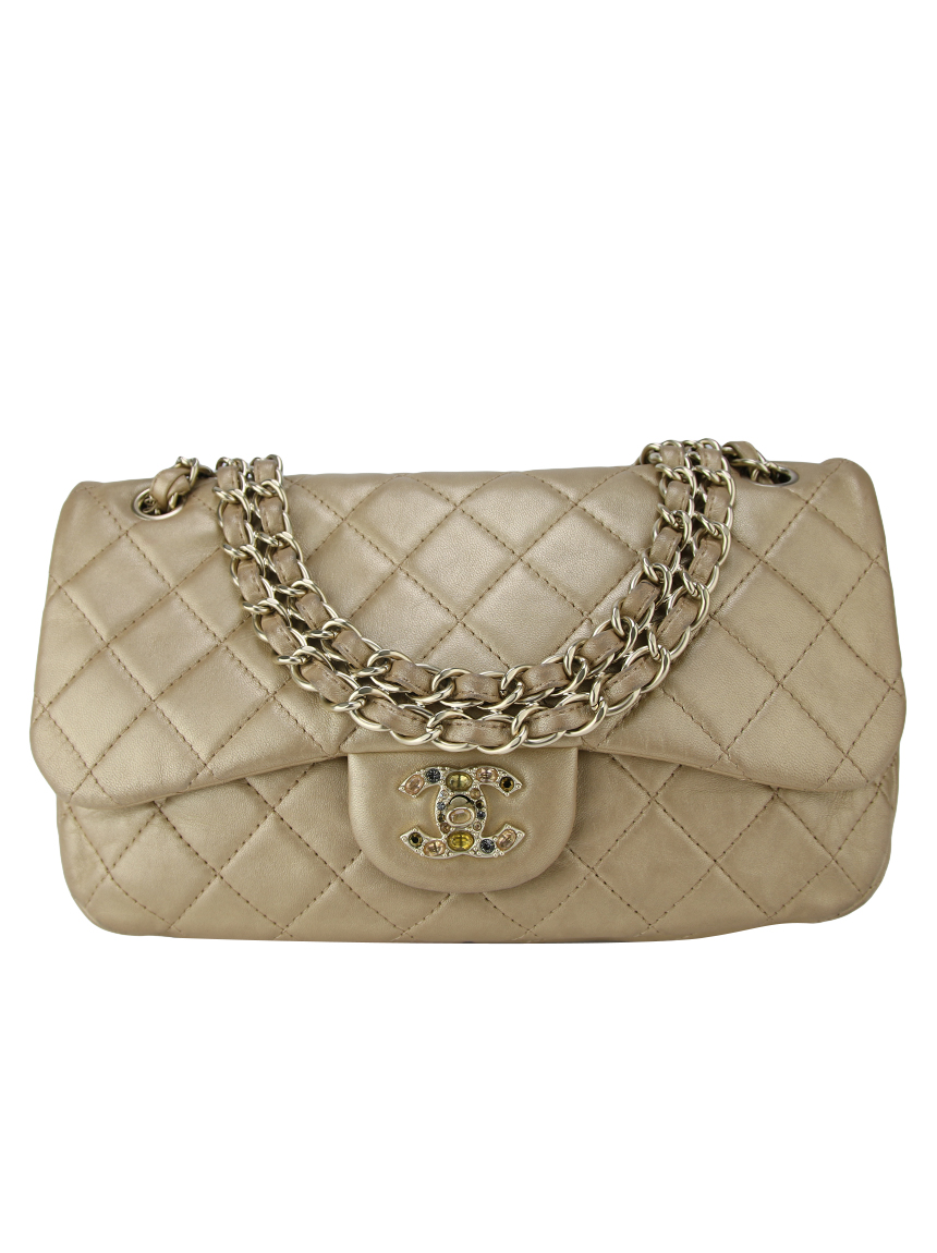 Bolsa Chanel Metalizada Pedrarias - C74 Original | Etiqueta Única