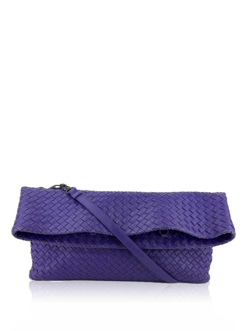 bottega veneta bottega veneta nappa intrecciato convertible fold over roxa purple