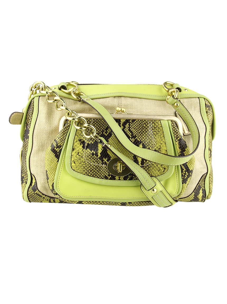 バッグ COACH Python Embossed Y2K Tote Bag rare Bolsa Coach Embossed Python Verde - SMN19 Original | Etiqueta Única