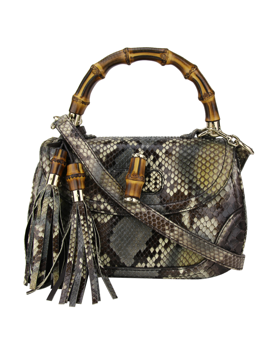 Bolsa Gucci Bamboo Khaki Python - BVV1058 Original | Etiqueta Única
