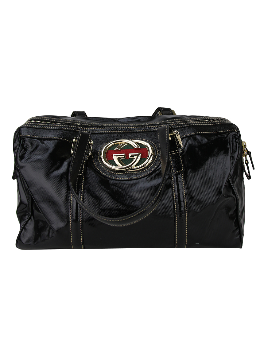 Bolsa Gucci Dialux Britt Boston Preta - AYC25 Original | Etiqueta