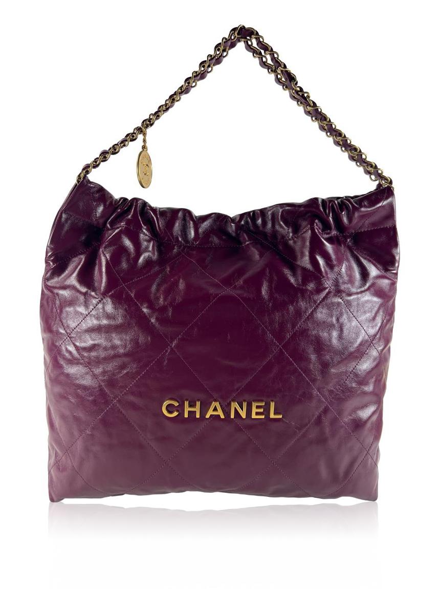 chanel chanel 22 roxa gold small