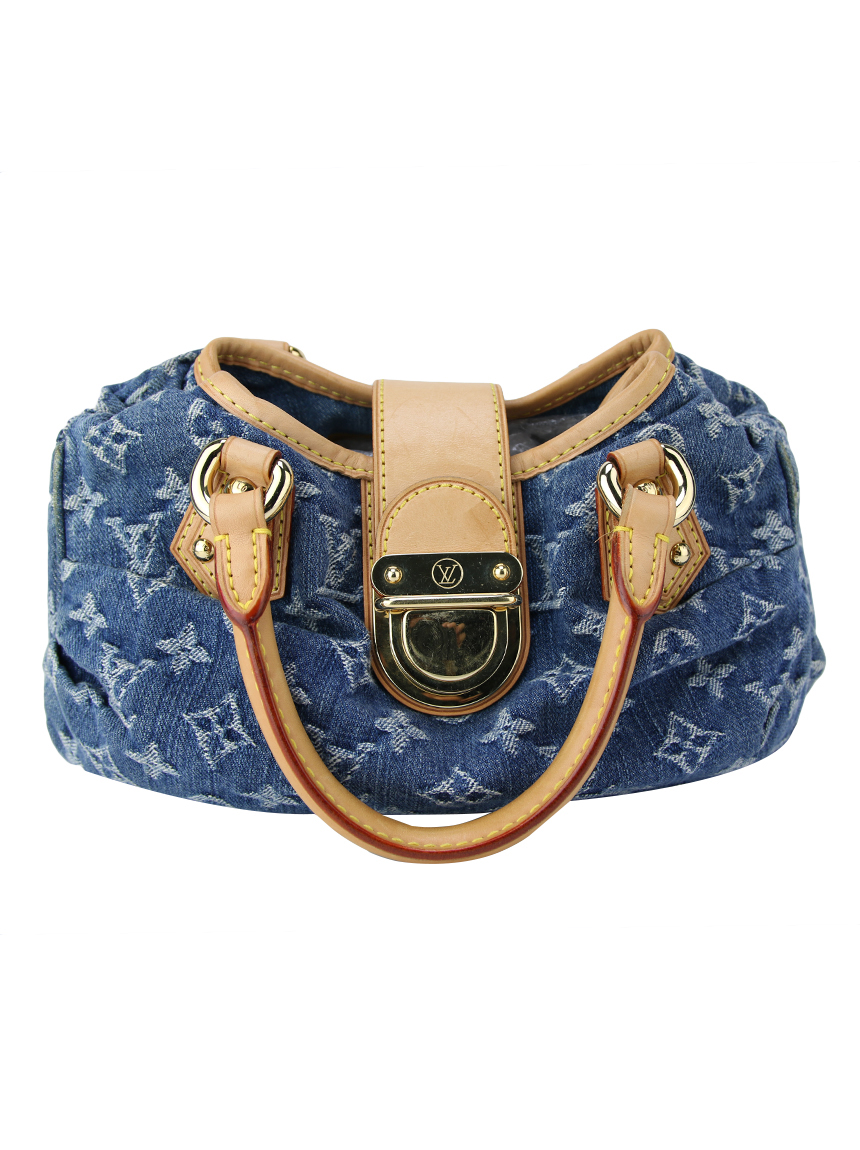 LOUIS VUITTON Blue Monogram Denim and Vachetta Leather Pleaty