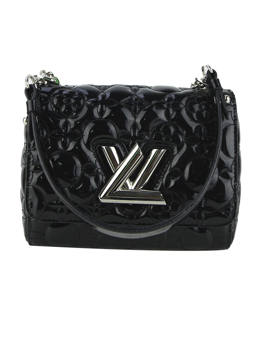 Bolsa Louis Vuitton Twist Flower Malletage PM Verniz Preto - PW632
