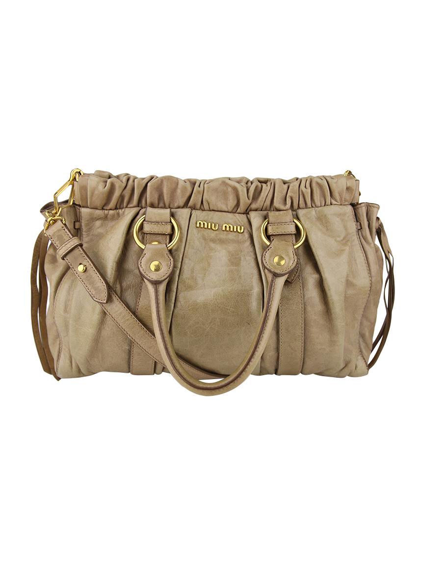 Bolsa Miu Miu Vitello Lux Satchel Bege - EAD11 Original | Etiqueta