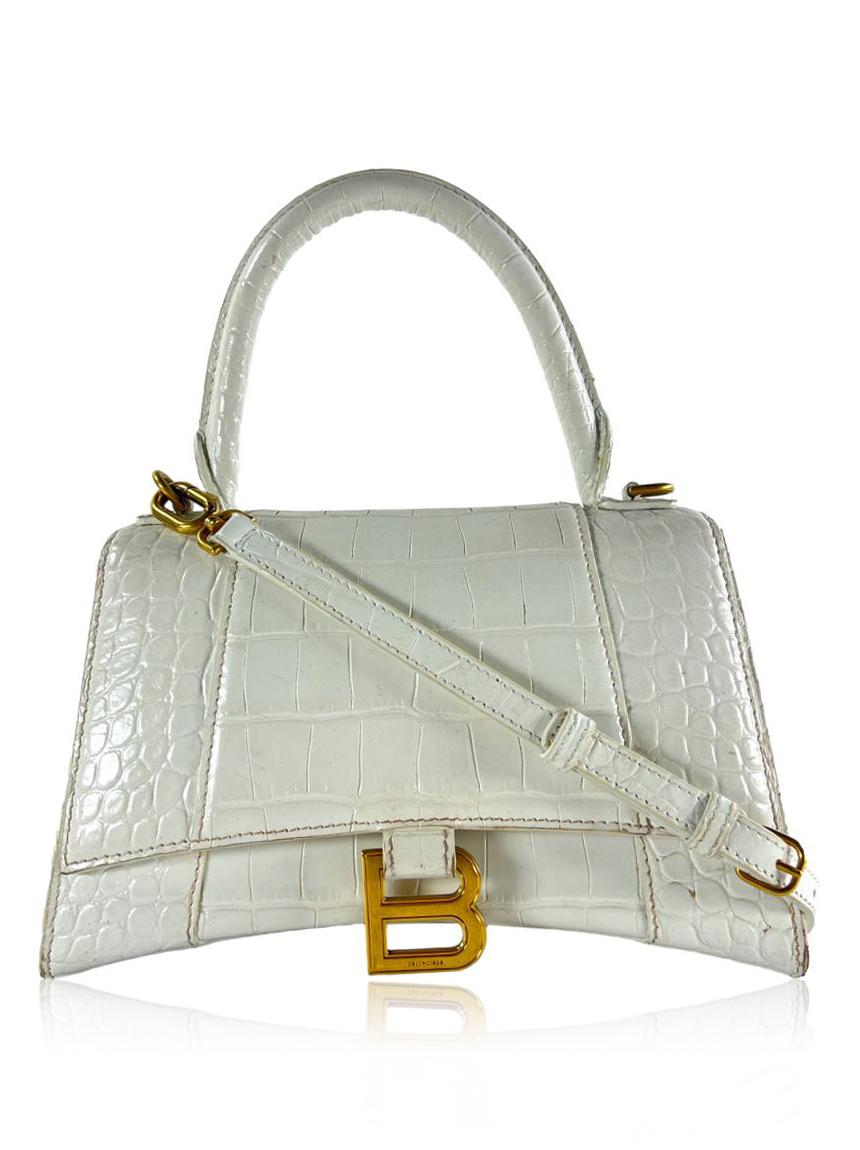 balenciaga balenciaga hourglass embossed croco branco white