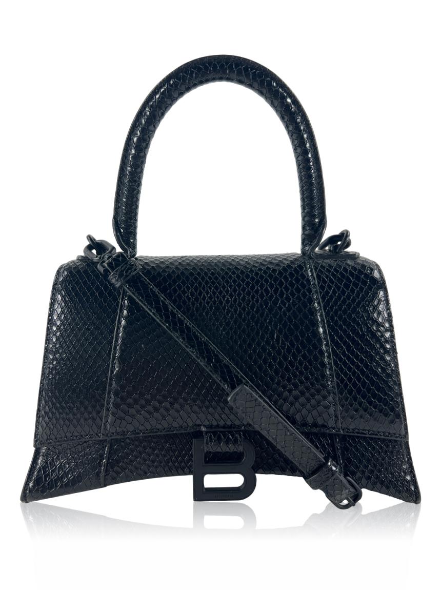 balenciaga balenciaga hourglass snakeskin embossed preta black