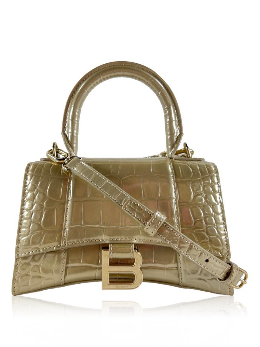 balenciaga balenciaga hourglass xs embossed croco champagne