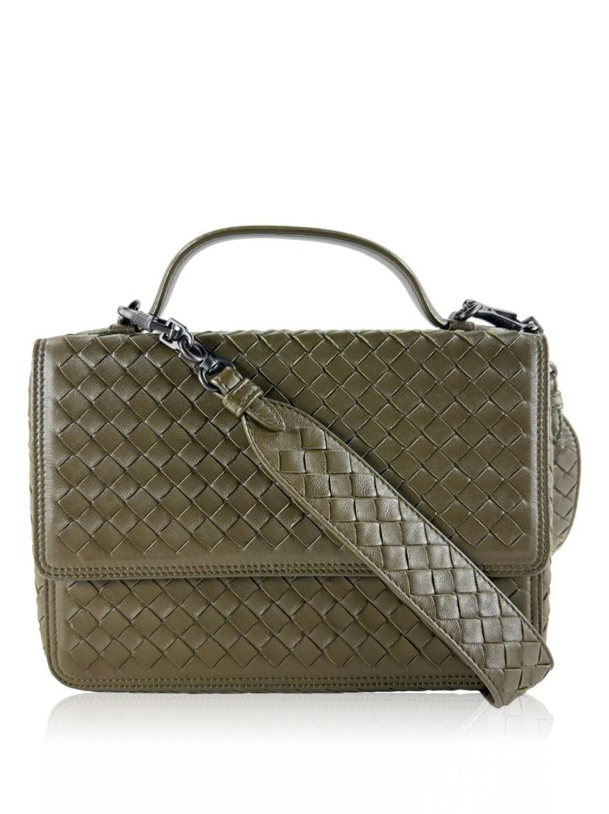 bottega veneta bottega veneta alumna intrecciato verde green