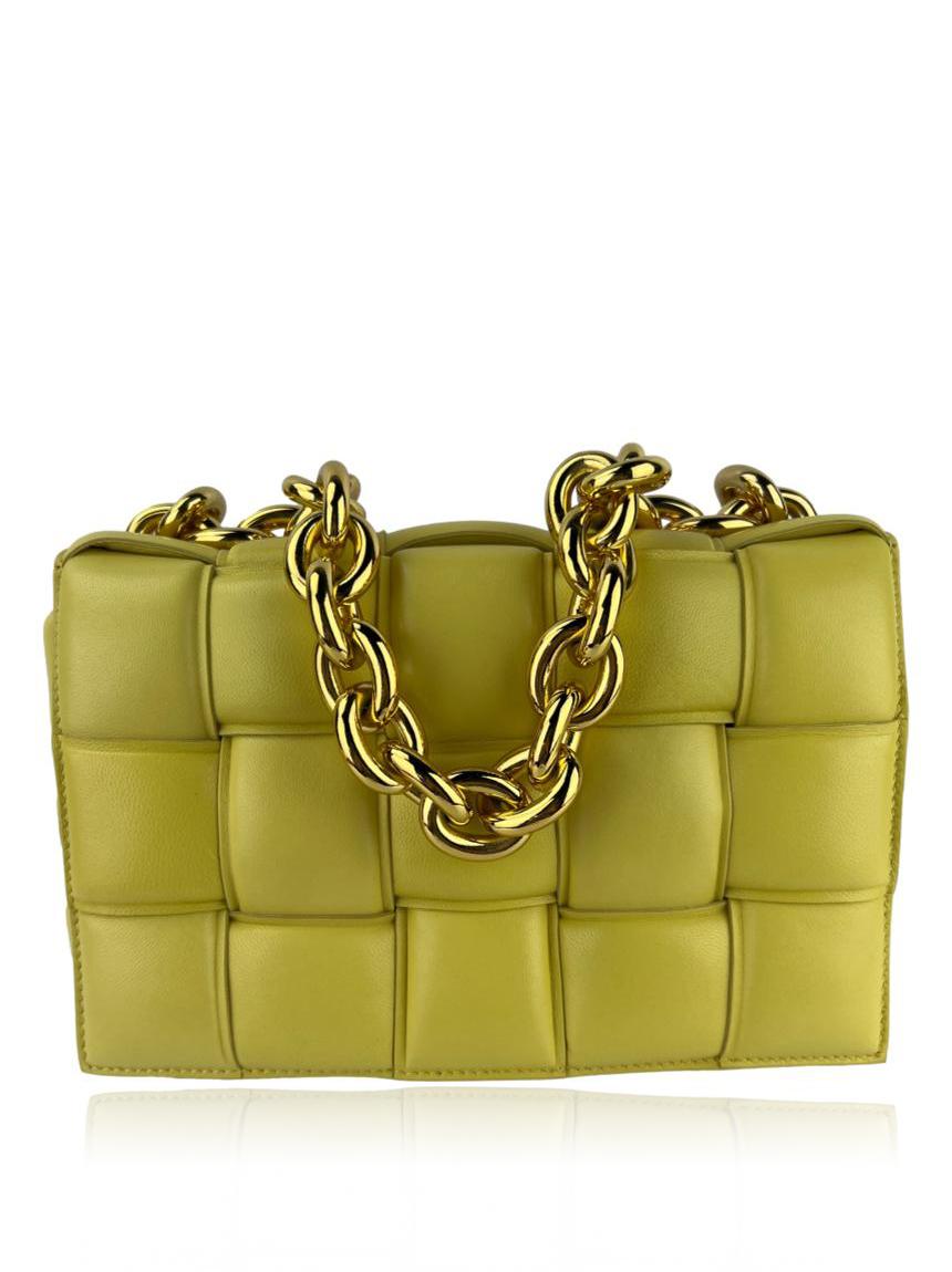 bottega veneta bottega veneta chain cassete maxi intrecciato amarelo yellow maxi