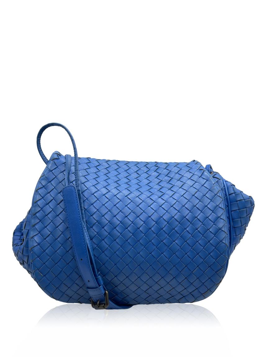 bottega veneta bottega veneta intrecciato messenger azul blue