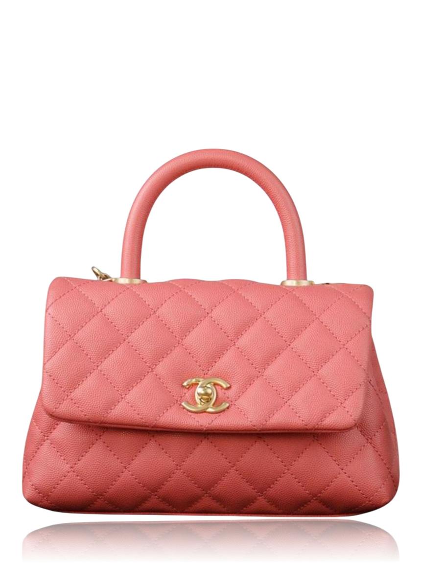 chanel chanel classic top handle orange