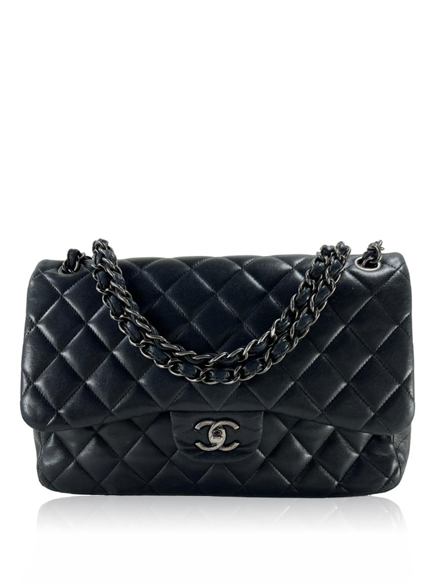chanel double flap silver large