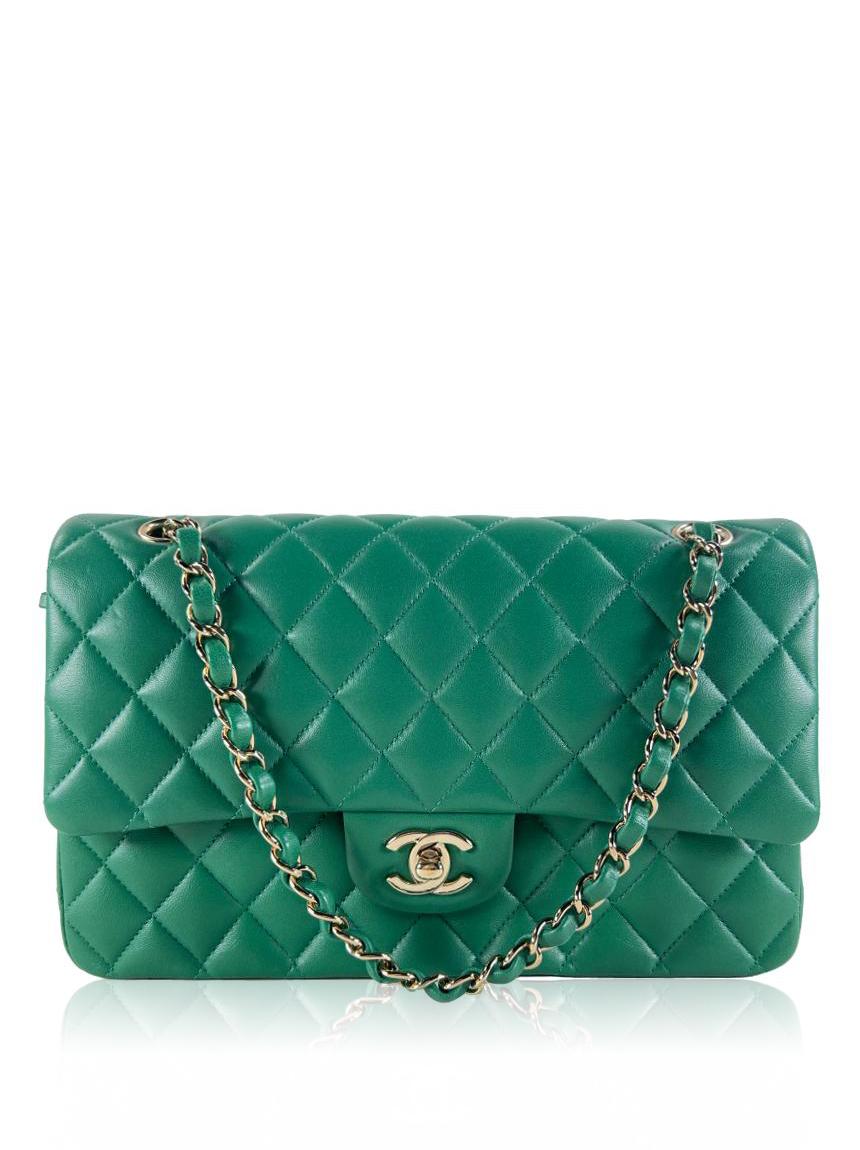 chanel double flap green
