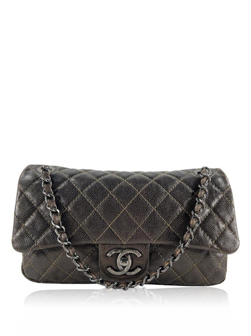 chanel flap brown