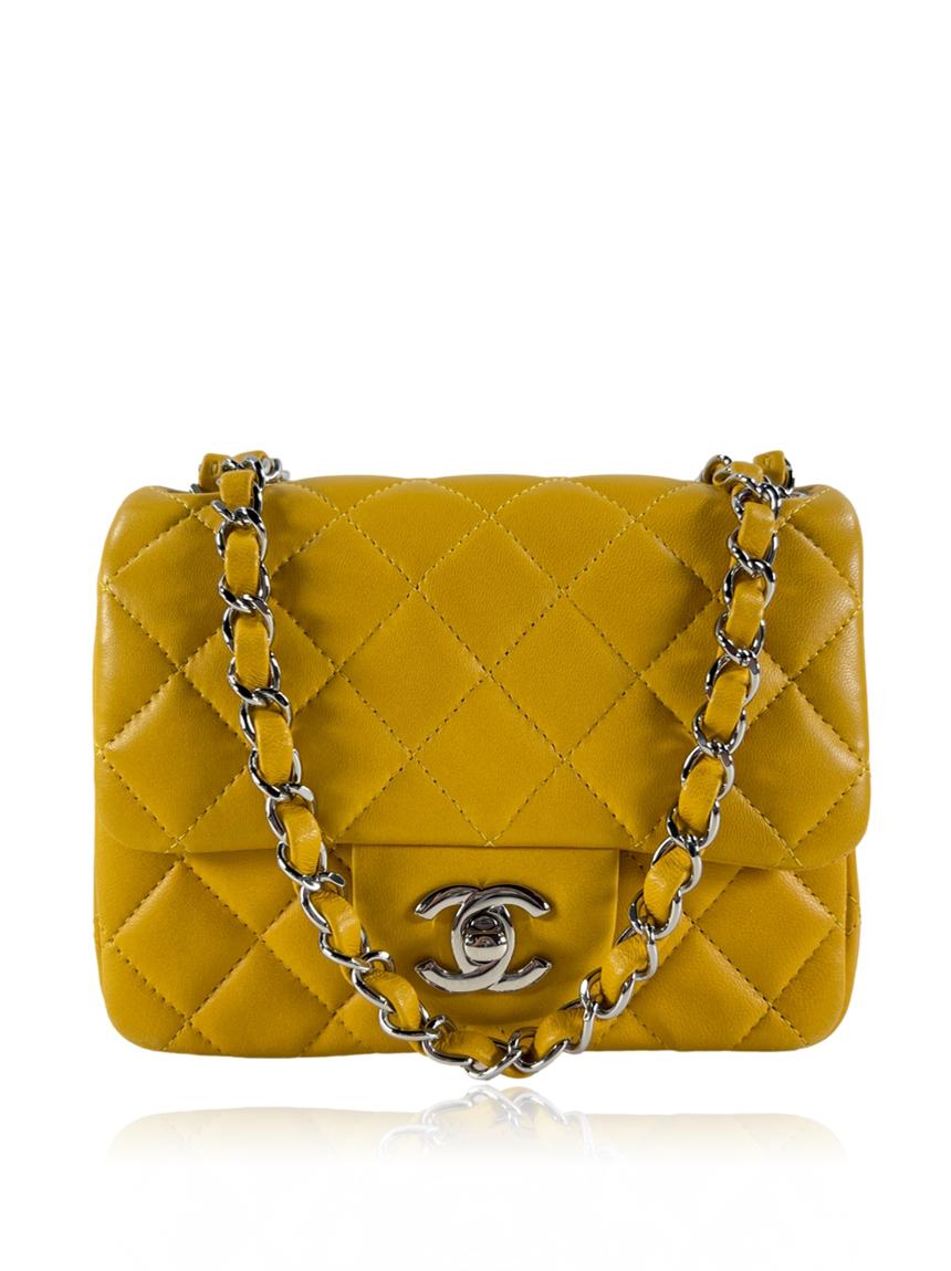 chanel flap yellow mini