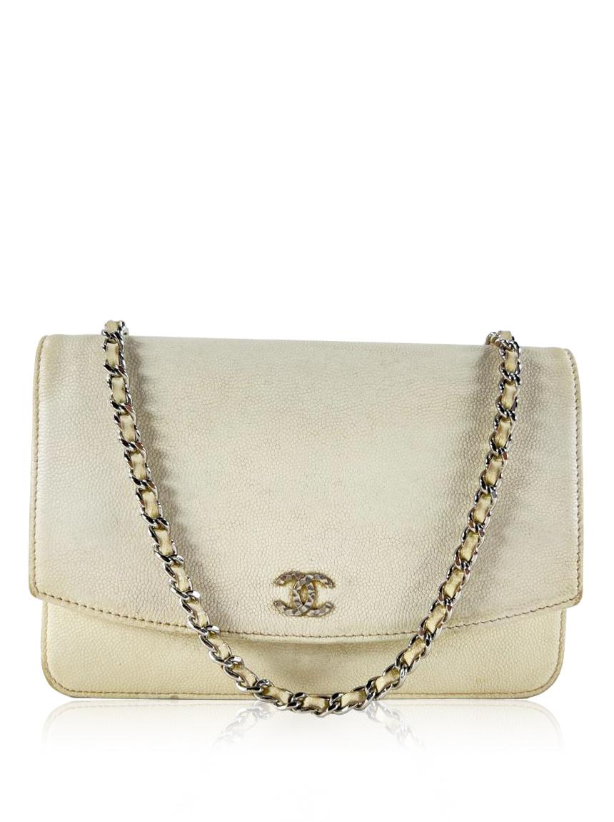 chanel wallet on chain off white
