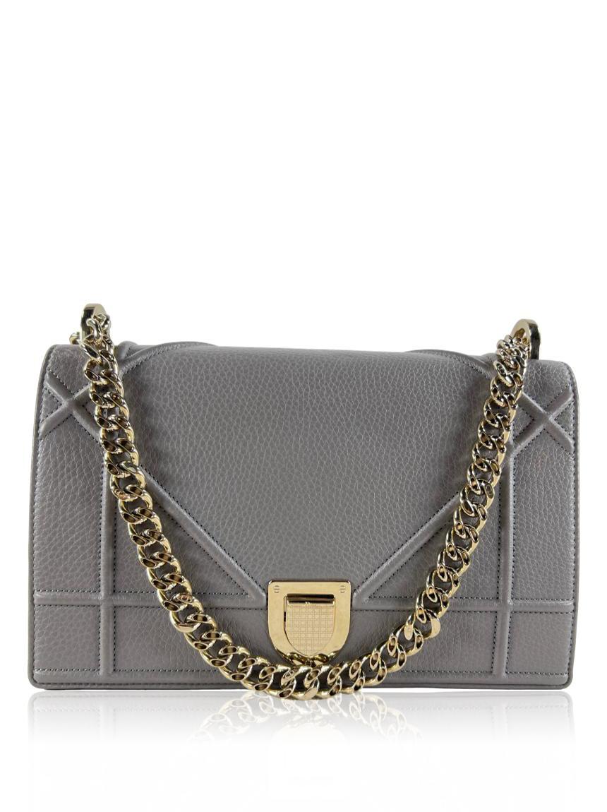 christian dior christian dior diorama couro cinza gray