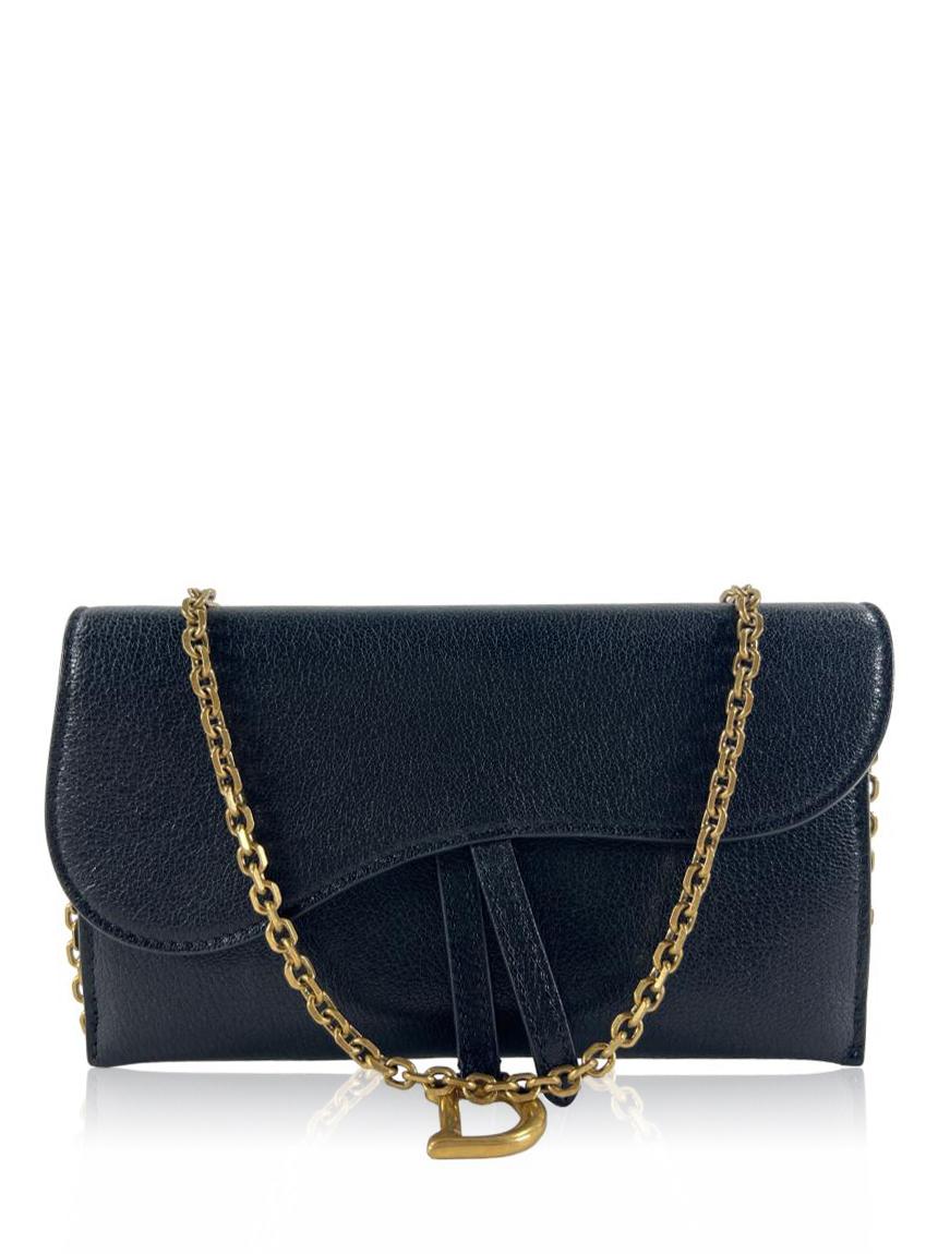 christian dior christian dior saddle pouch chain preta black