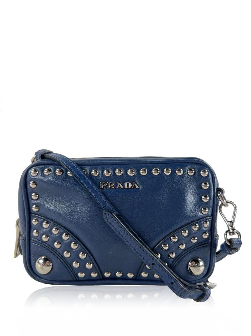 prada prada studs couro azul blue