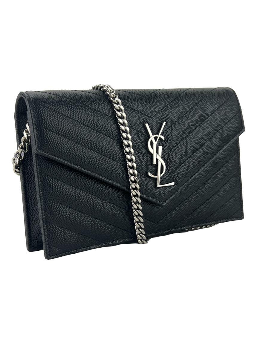 Bolsa Tiracolo Yves Saint Laurent Portefeuille A Chaine Grain de Poudre ...