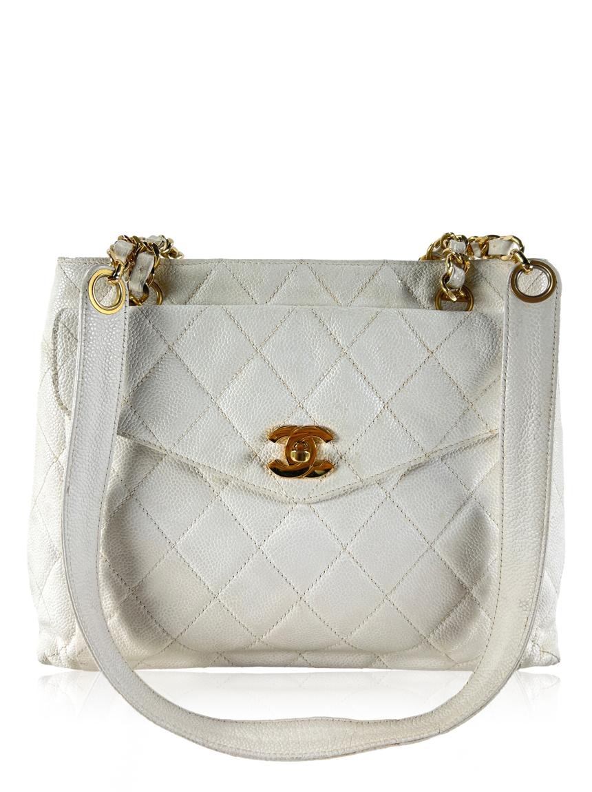 chanel chanel front pocket caviar off white vintage off white