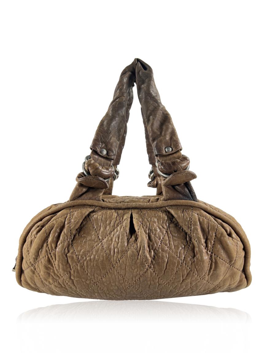 chanel chanel le marais bowler quilted marrom brown