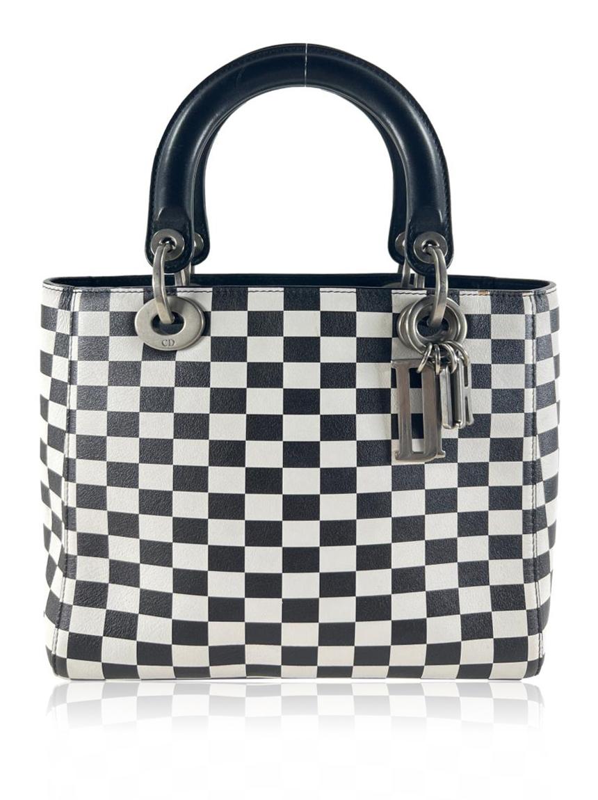 christian dior christian dior lady dior checkered bicolor