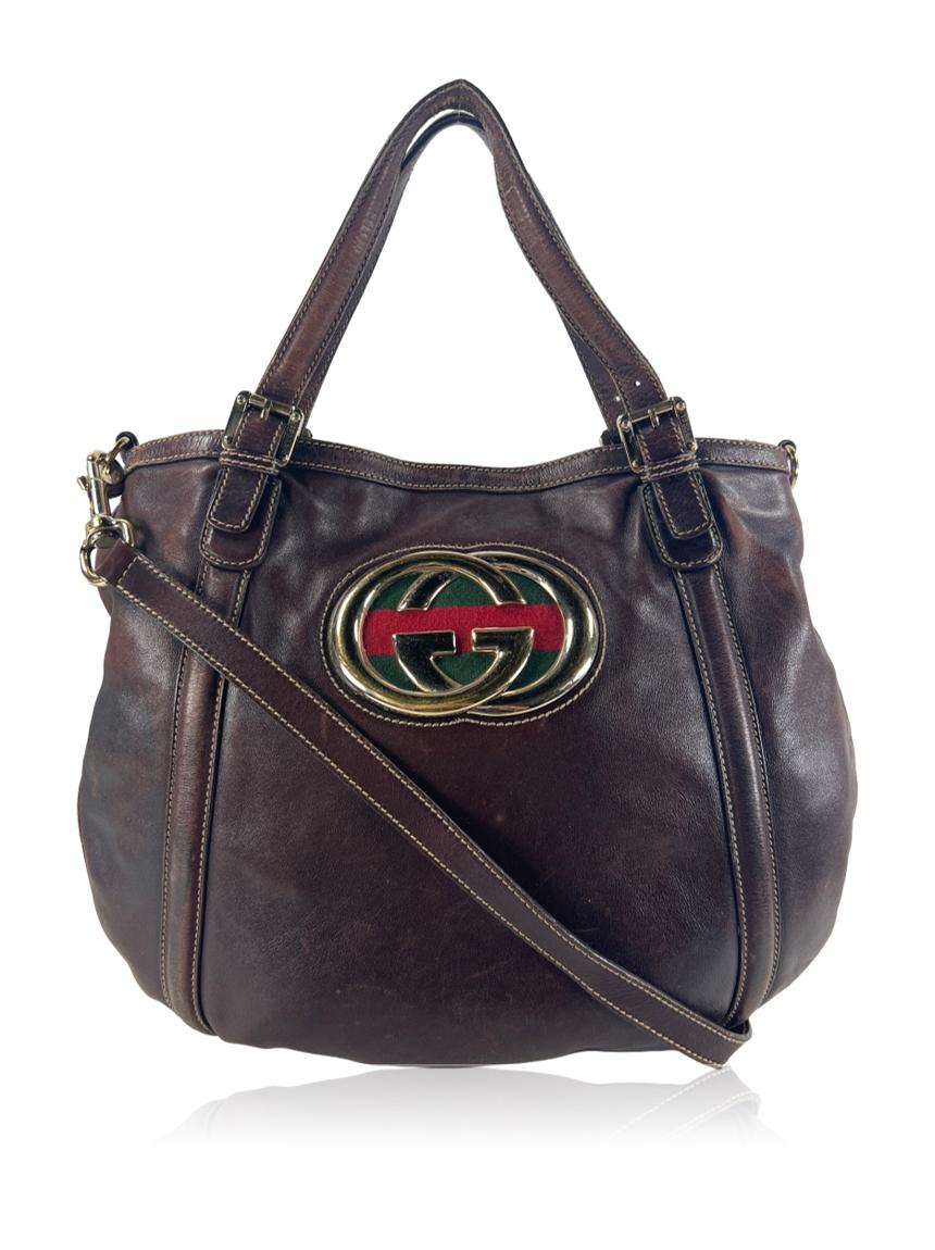 gucci gucci britt gg web marrom brown