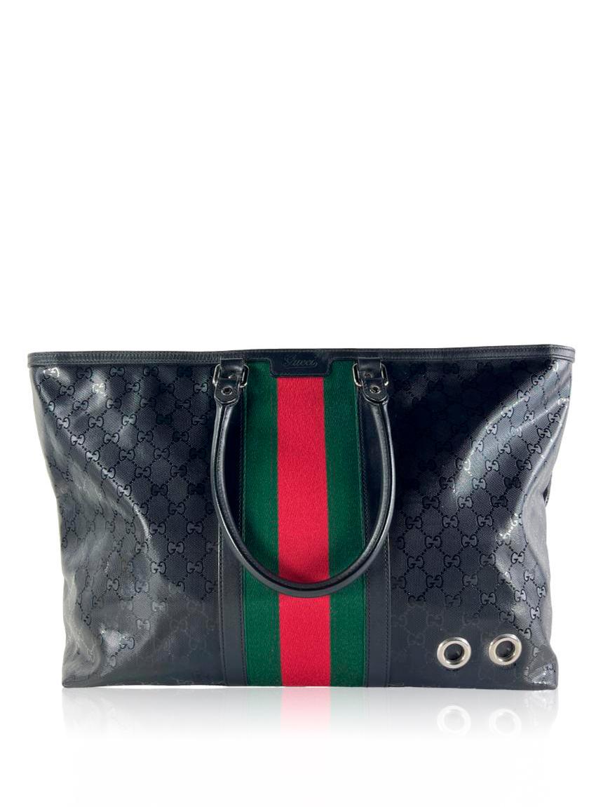 gucci gucci imprime monogram web preta