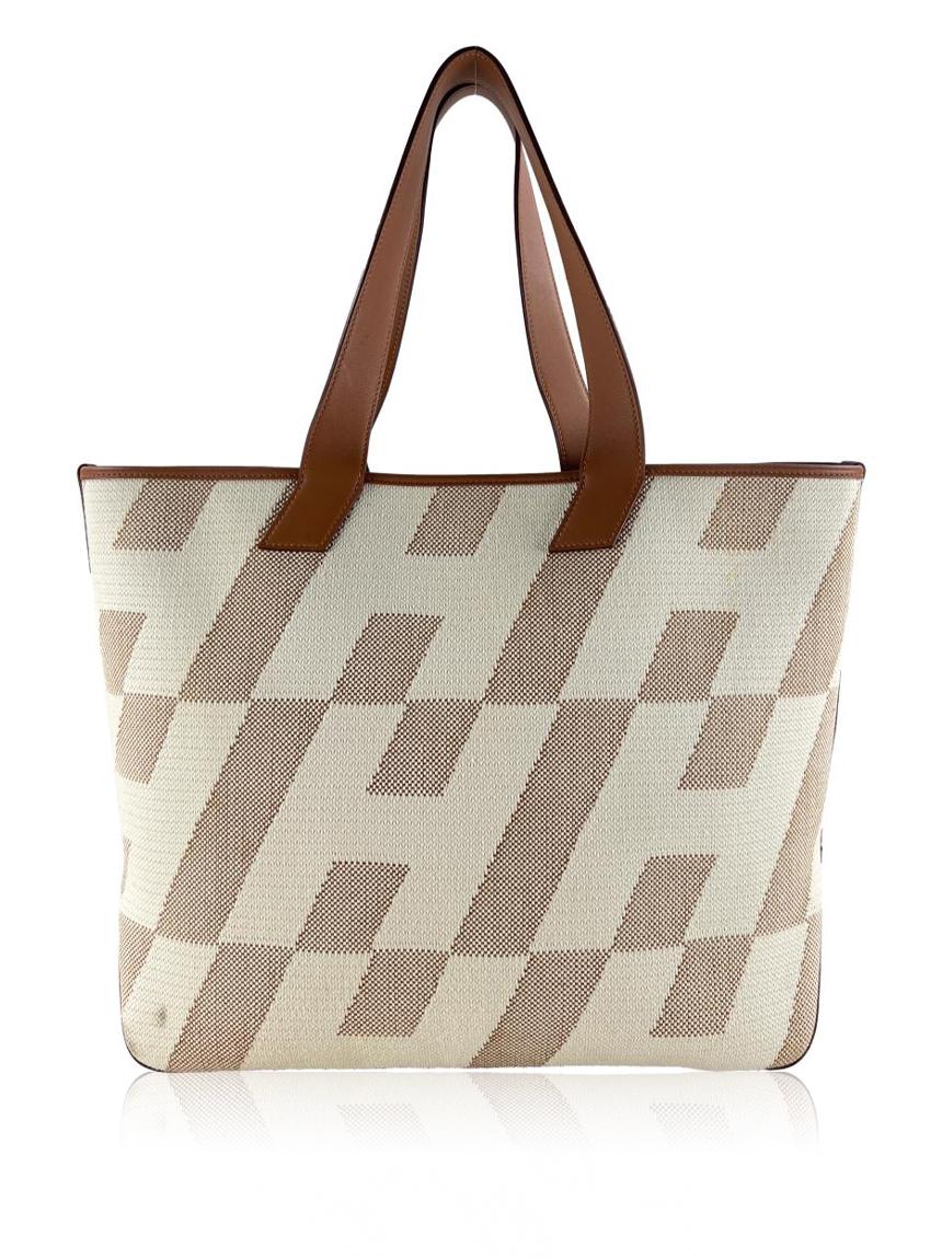 hermes hermes h en biais toile marrom brown